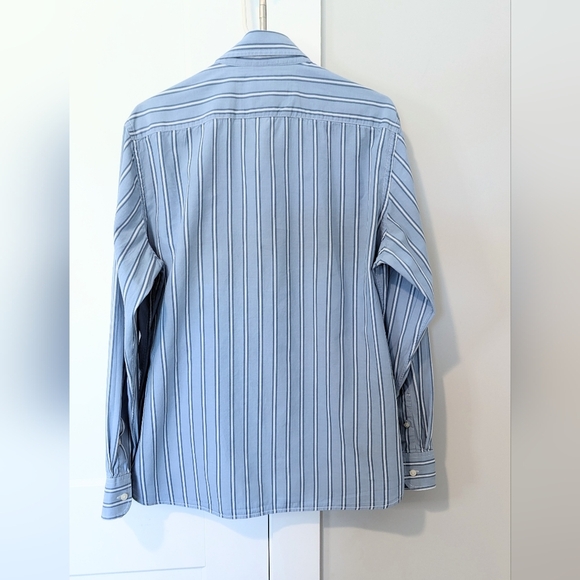 Vintage American Eagle Mens Shirt Button Down Light Blue Striped 100% Cotton EUC - Picture 5 of 5